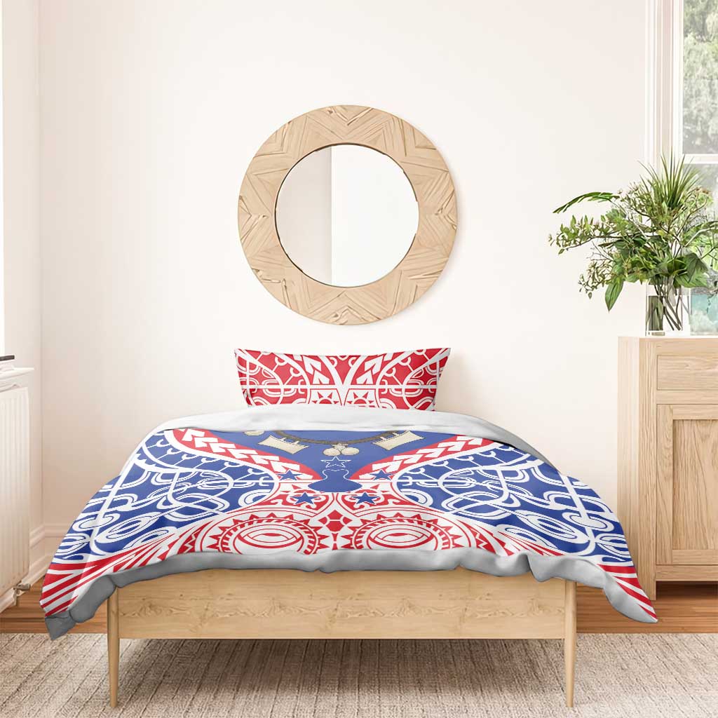 Austral Islands Bedding Set Tuhaa Pae Penu Stars Necklace Red - Polynesian Pride