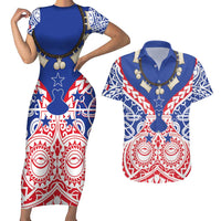 Austral Islands Couples Matching Short Sleeve Bodycon Dress and Hawaiian Shirt Tuhaa Pae Penu Stars Necklace Red LT14 Red - Polynesian Pride