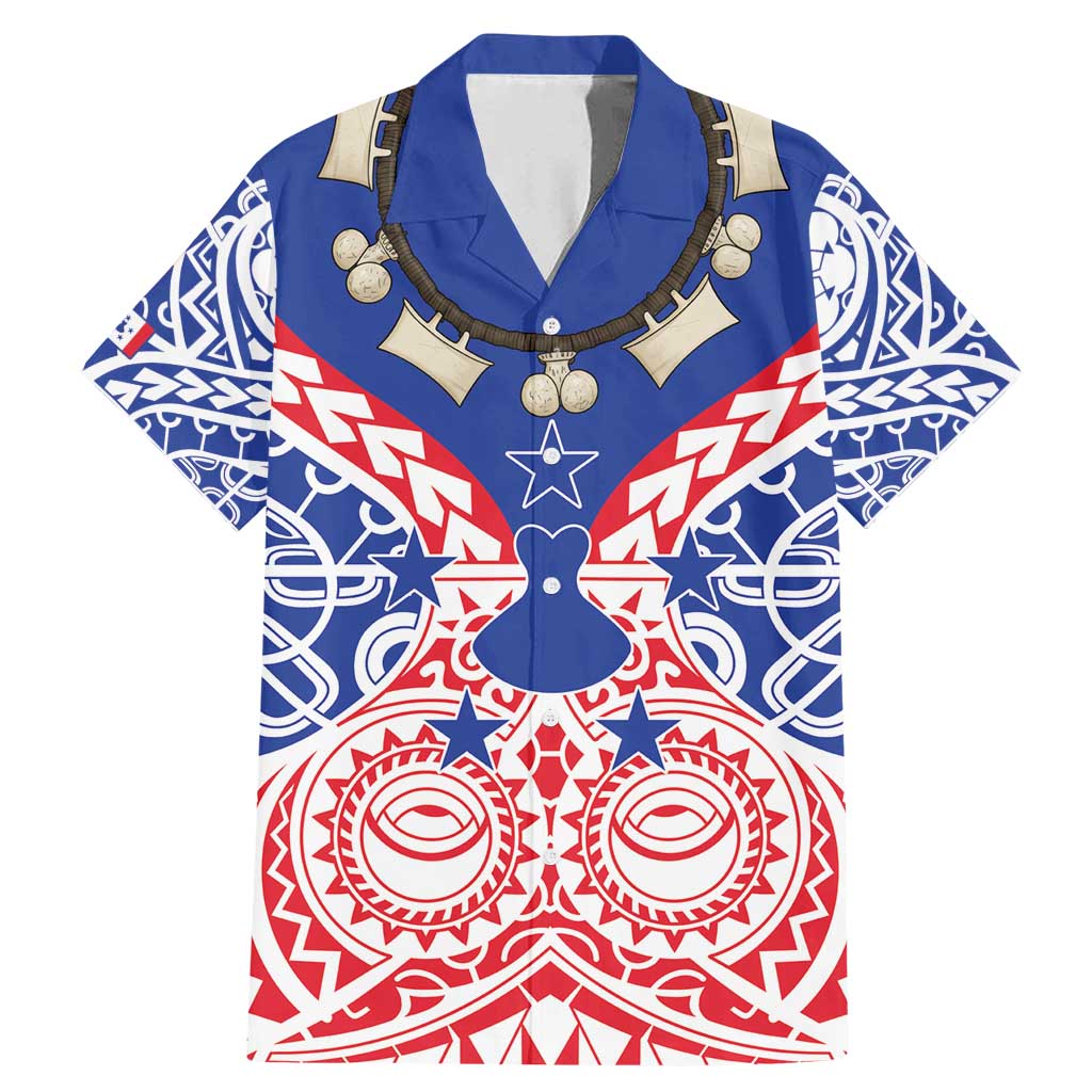 Austral Islands Family Matching Mermaid Dress and Hawaiian Shirt Tuhaa Pae Penu Stars Necklace Red LT14 Dad's Shirt - Short Sleeve Red - Polynesian Pride