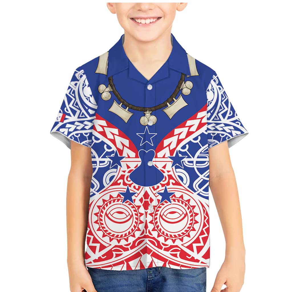 Austral Islands Family Matching Mermaid Dress and Hawaiian Shirt Tuhaa Pae Penu Stars Necklace Red LT14 Son's Shirt Red - Polynesian Pride