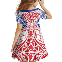 Austral Islands Family Matching Off The Shoulder Long Sleeve Dress and Hawaiian Shirt Tuhaa Pae Penu Stars Necklace Red LT14 - Polynesian Pride