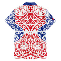 Austral Islands Family Matching Off The Shoulder Long Sleeve Dress and Hawaiian Shirt Tuhaa Pae Penu Stars Necklace Red LT14 - Polynesian Pride