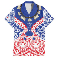 Austral Islands Family Matching Off Shoulder Maxi Dress and Hawaiian Shirt Tuhaa Pae Penu Stars Necklace Red LT14 Dad's Shirt - Short Sleeve Red - Polynesian Pride