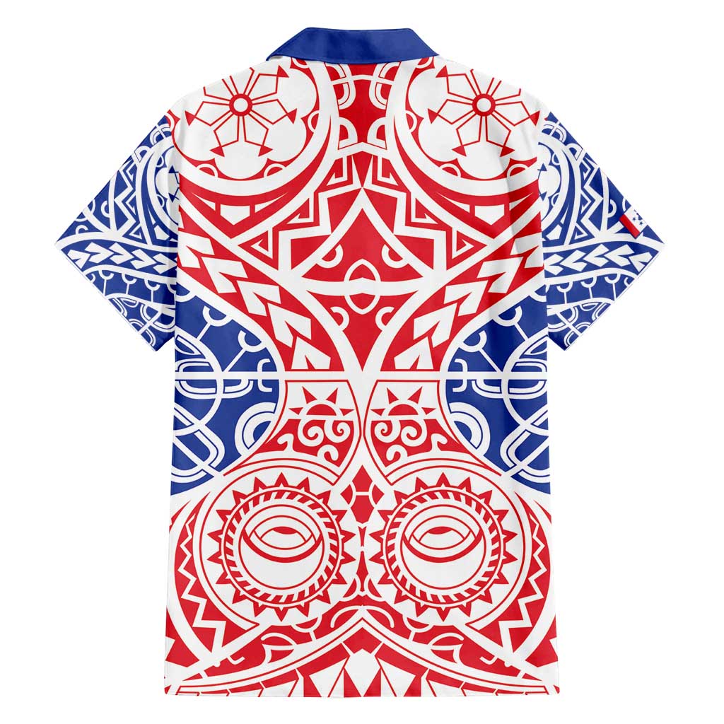 Austral Islands Family Matching Off Shoulder Maxi Dress and Hawaiian Shirt Tuhaa Pae Penu Stars Necklace Red LT14 - Polynesian Pride
