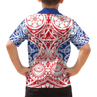 Austral Islands Family Matching Short Sleeve Bodycon Dress and Hawaiian Shirt Tuhaa Pae Penu Stars Necklace Red LT14 - Polynesian Pride