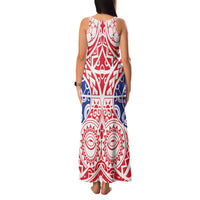 Austral Islands Family Matching Tank Maxi Dress and Hawaiian Shirt Tuhaa Pae Penu Stars Necklace Red LT14 - Polynesian Pride