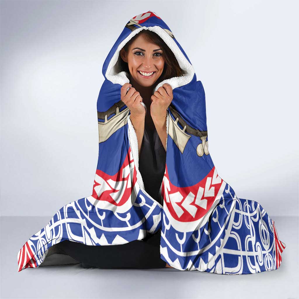 Austral Islands Hooded Blanket Tuhaa Pae Penu Stars Necklace Red LT14 - Polynesian Pride