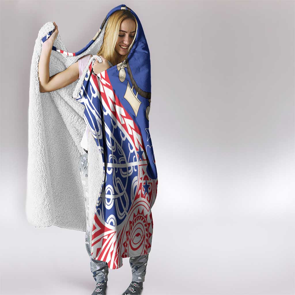 Austral Islands Hooded Blanket Tuhaa Pae Penu Stars Necklace Red LT14 - Polynesian Pride