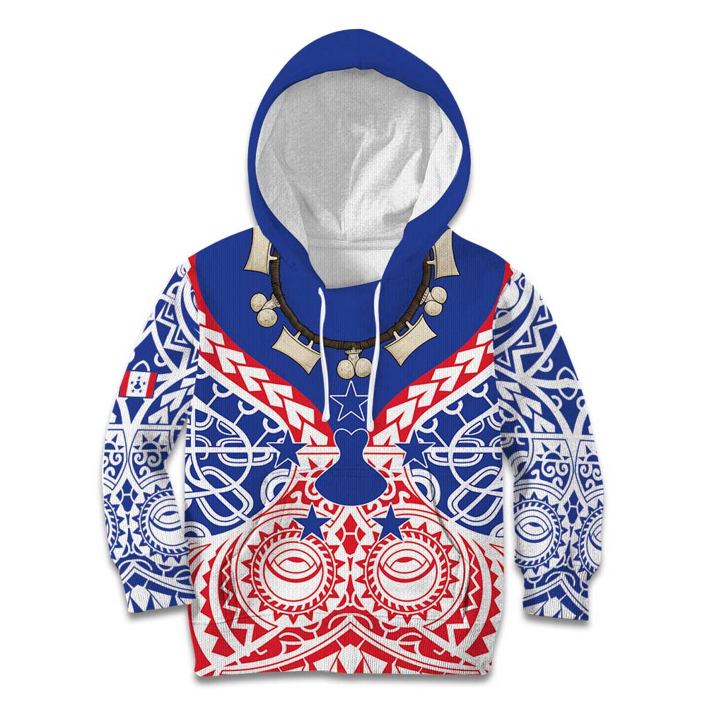 Austral Islands Kid Hoodie Tuhaa Pae Penu Stars Necklace Red - Polynesian Pride
