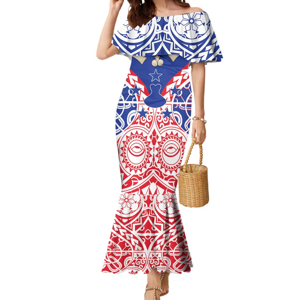 Austral Islands Mermaid Dress Tuhaa Pae Penu Stars Necklace Red LT14 Women Red - Polynesian Pride