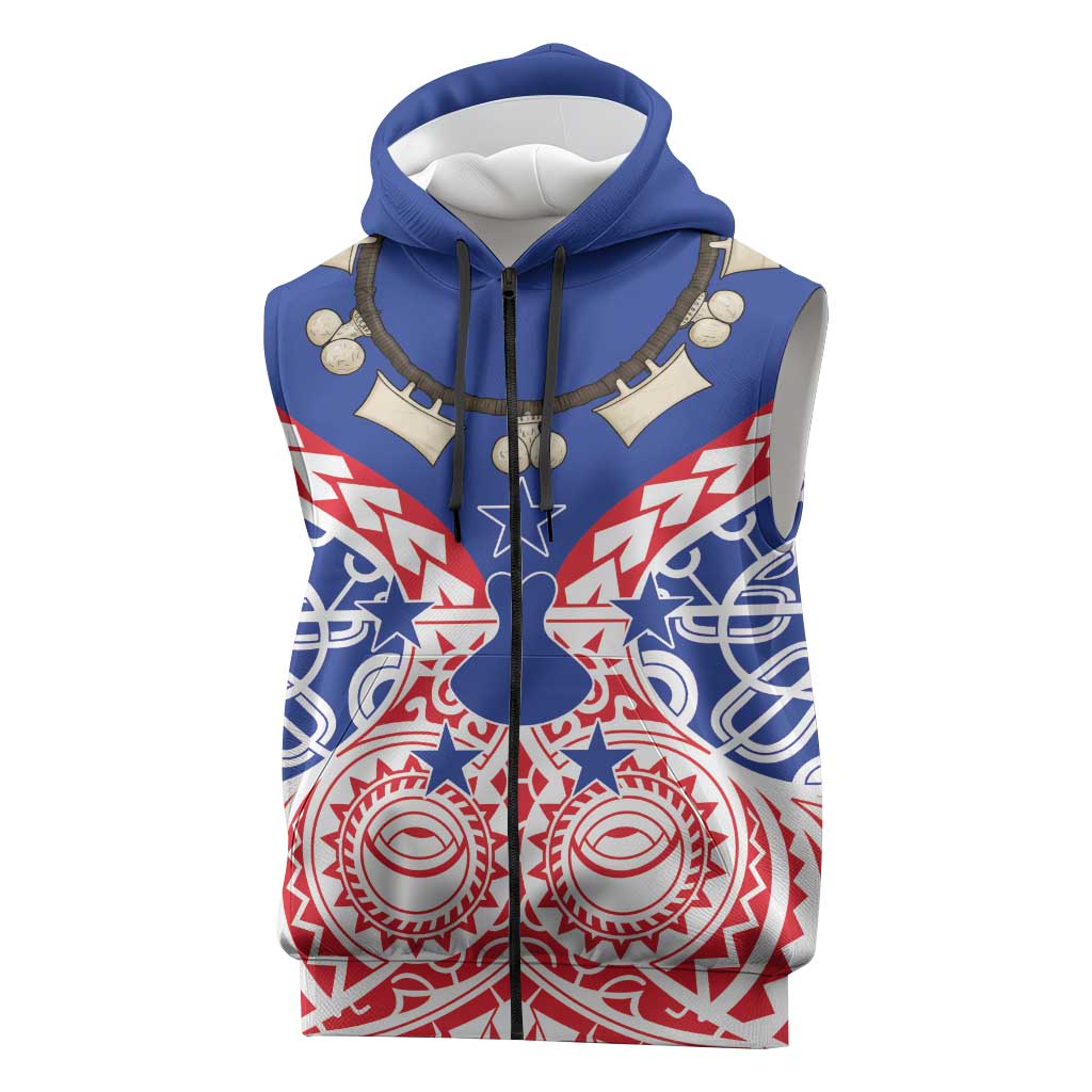 Austral Islands Sleeveless Zip Hoodie Tuhaa Pae Penu Stars Necklace Red LT14