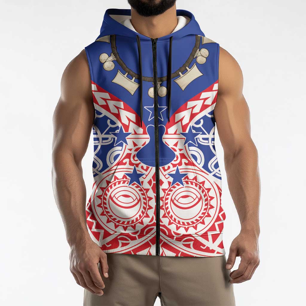 Austral Islands Sleeveless Zip Hoodie Tuhaa Pae Penu Stars Necklace Red LT14