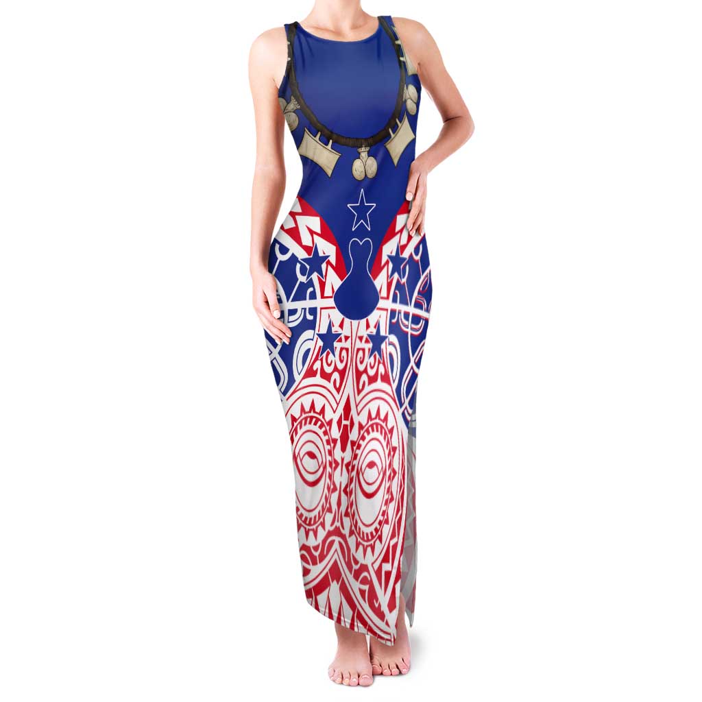 Austral Islands Tank Maxi Dress Tuhaa Pae Penu Stars Necklace Red LT14 Women Red - Polynesian Pride