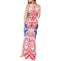Austral Islands Tank Maxi Dress Tuhaa Pae Penu Stars Necklace Red LT14 - Polynesian Pride