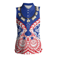 Austral Islands Women Sleeveless Polo Shirt Tuhaa Pae Penu Stars Necklace Red LT14 Female Red - Polynesian Pride