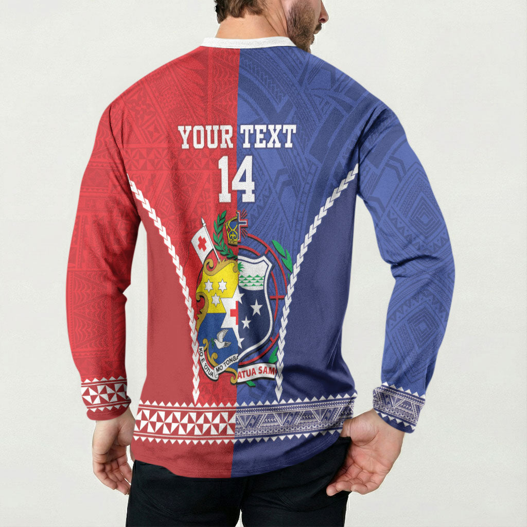 Toa Samoa Mate Ma'a Tonga Rugby Together Custom Button Sweatshirt LT14 - Polynesian Pride