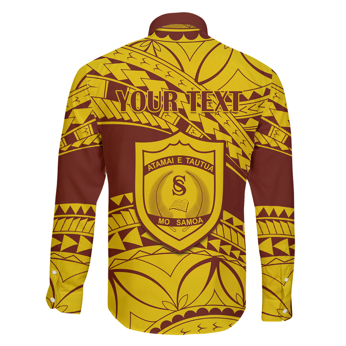 Personalised Samoa College Family Matching Off Shoulder Long Sleeve Dress and Hawaiian Shirt Samoan Pattern LT14 - Polynesian Pride