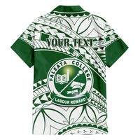 Personalised Samoa Faleata College Family Matching Off Shoulder Long Sleeve Dress and Hawaiian Shirt Samoan Pattern LT14 - Polynesian Pride