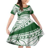 Personalised Samoa Faleata College Family Matching Tank Maxi Dress and Hawaiian Shirt Samoan Pattern LT14 Daughter's Dress Green - Polynesian Pride