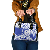 Personalised Samoa Safata College Shoulder Handbag Samoan Pattern LT14 One Size Blue - Polynesian Pride