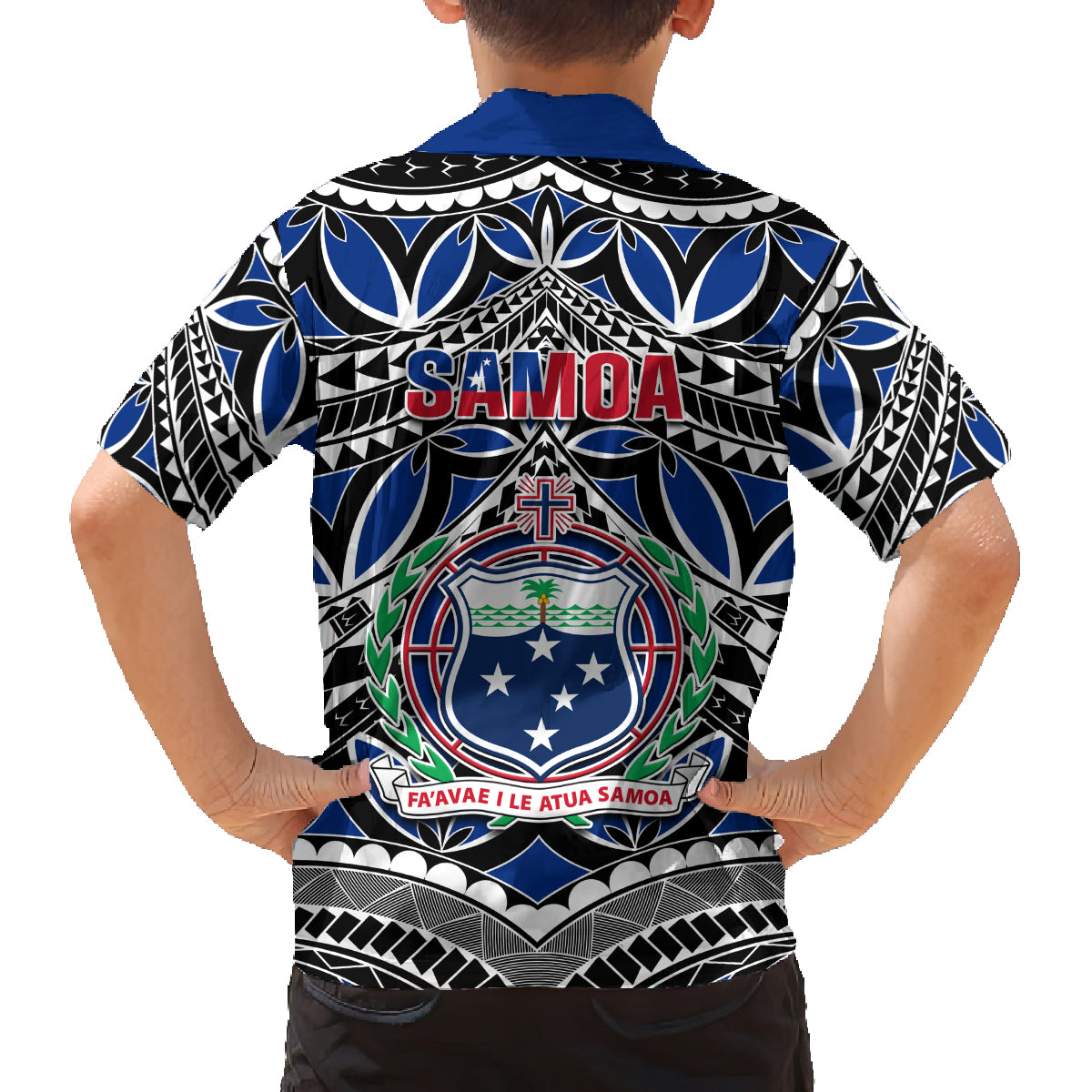 Samoa 685 Family Matching Off Shoulder Short Dress and Hawaiian Shirt Samoan Coat Of Arms Simple Style LT14 - Polynesian Pride