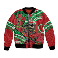 Mele Kalikimaka Hawaii Bomber Jacket Mongoose Santa With Ohia Lehua LT14 Unisex Red - Polynesian Pride