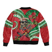 Mele Kalikimaka Hawaii Bomber Jacket Mongoose Santa With Ohia Lehua LT14 - Polynesian Pride