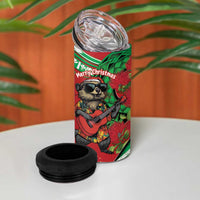Mele Kalikimaka Hawaii 4 in 1 Can Cooler Tumbler Mongoose Santa With Ohia Lehua LT14 - Polynesian Pride