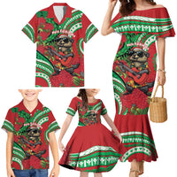 Mele Kalikimaka Hawaii Family Matching Mermaid Dress and Hawaiian Shirt Mongoose Santa With Ohia Lehua LT14 - Polynesian Pride