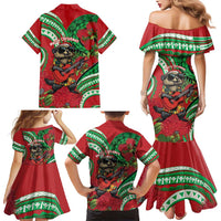 Mele Kalikimaka Hawaii Family Matching Mermaid Dress and Hawaiian Shirt Mongoose Santa With Ohia Lehua LT14 - Polynesian Pride