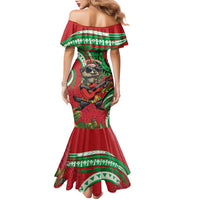 Mele Kalikimaka Hawaii Family Matching Mermaid Dress and Hawaiian Shirt Mongoose Santa With Ohia Lehua LT14 - Polynesian Pride