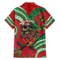 Mele Kalikimaka Hawaii Family Matching Off Shoulder Maxi Dress and Hawaiian Shirt Mongoose Santa With Ohia Lehua LT14 - Polynesian Pride