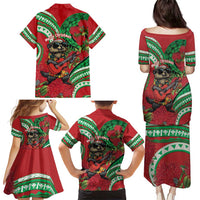 Mele Kalikimaka Hawaii Family Matching Puletasi and Hawaiian Shirt Mongoose Santa With Ohia Lehua LT14 - Polynesian Pride