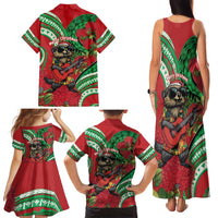 Mele Kalikimaka Hawaii Family Matching Tank Maxi Dress and Hawaiian Shirt Mongoose Santa With Ohia Lehua LT14 - Polynesian Pride