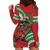 Mele Kalikimaka Hawaii Hoodie Dress Mongoose Santa With Ohia Lehua LT14 - Polynesian Pride