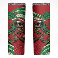 Mele Kalikimaka Hawaii Skinny Tumbler Mongoose Santa With Ohia Lehua LT14 Red - Polynesian Pride