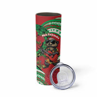 Mele Kalikimaka Hawaii Skinny Tumbler Mongoose Santa With Ohia Lehua LT14 - Polynesian Pride
