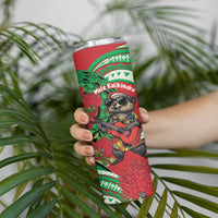 Mele Kalikimaka Hawaii Skinny Tumbler Mongoose Santa With Ohia Lehua LT14 - Polynesian Pride