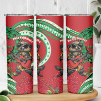 Mele Kalikimaka Hawaii Skinny Tumbler Mongoose Santa With Ohia Lehua LT14 - Polynesian Pride