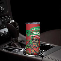 Mele Kalikimaka Hawaii Skinny Tumbler Mongoose Santa With Ohia Lehua LT14 - Polynesian Pride