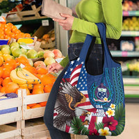 United States And Samoa Grocery Bag USA Flag Eagle Mix Samoan Coat Of Arms