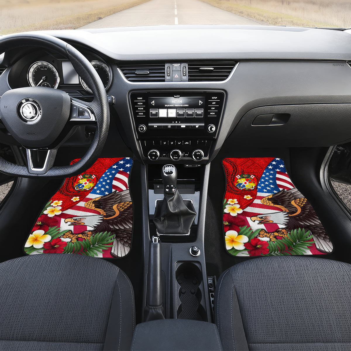 United States And Tonga Car Mats USA Flag Eagle Mix Tongan Coat Of Arms Ngatu Pattern LT14 - Polynesian Pride