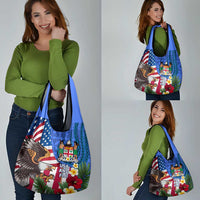 United States And Fiji Grocery Bag USA Flag Eagle Mix Fijian Coat Of Arms Tapa Pattern LT14 - Polynesian Pride