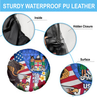 United States And Fiji Spare Tire Cover USA Flag Eagle Mix Fijian Coat Of Arms Tapa Pattern LT14 - Polynesian Pride