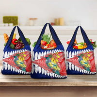 New Zealand Waitangi Day Grocery Bag NZ Maori Tui Bird With Kowhai Flowers LT14 3-pack One Size Blue - Polynesian Pride