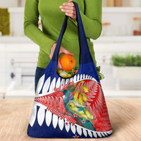 New Zealand Waitangi Day Grocery Bag NZ Maori Tui Bird With Kowhai Flowers LT14 - Polynesian Pride