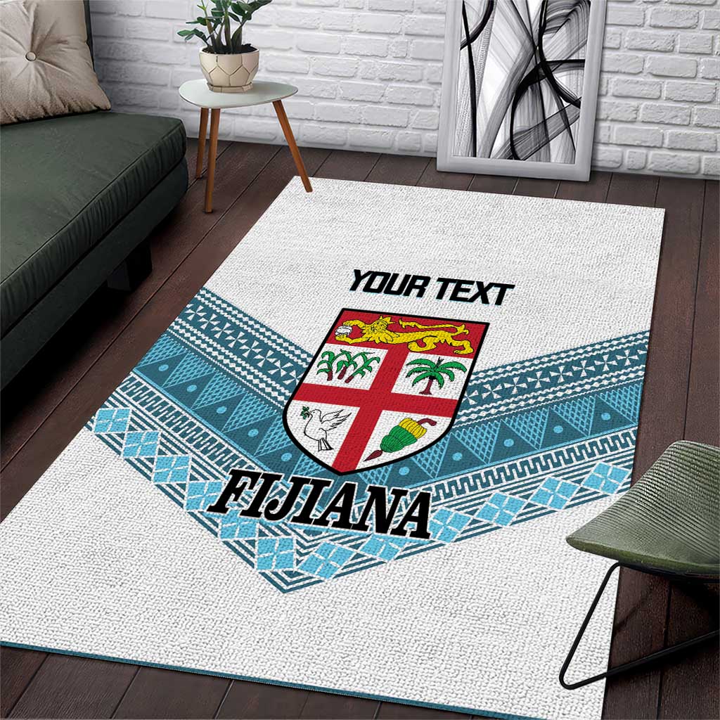 Custom Fiji Tapa Rugby 2025 Area Rug Go Champions Fijiana LT14 White - Polynesian Pride