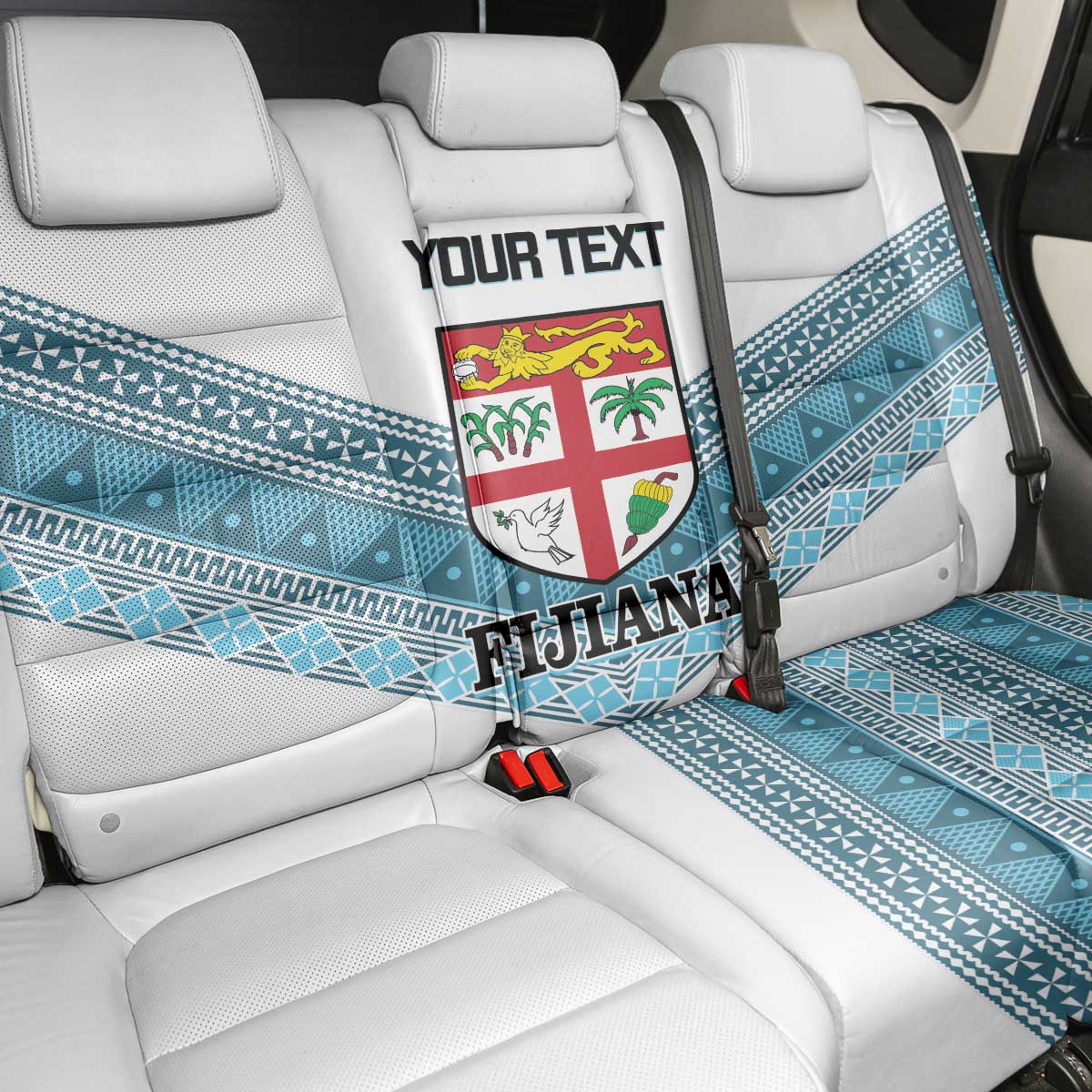 Custom Fiji Tapa Rugby 2025 Back Car Seat Cover Go Champions Fijiana LT14 - Polynesian Pride