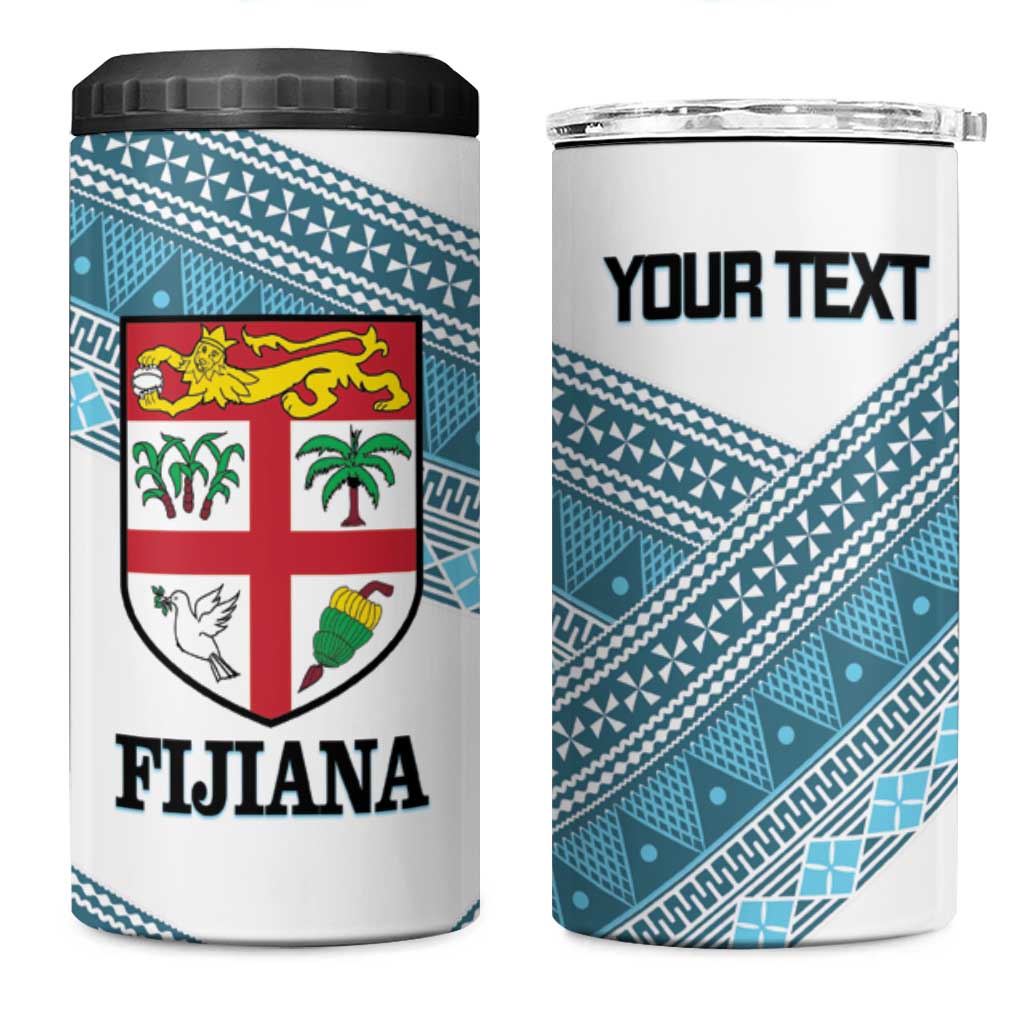 Custom Fiji Tapa Rugby 2025 4 in 1 Can Cooler Tumbler Go Champions Fijiana LT14 One Size: 16 oz White - Polynesian Pride