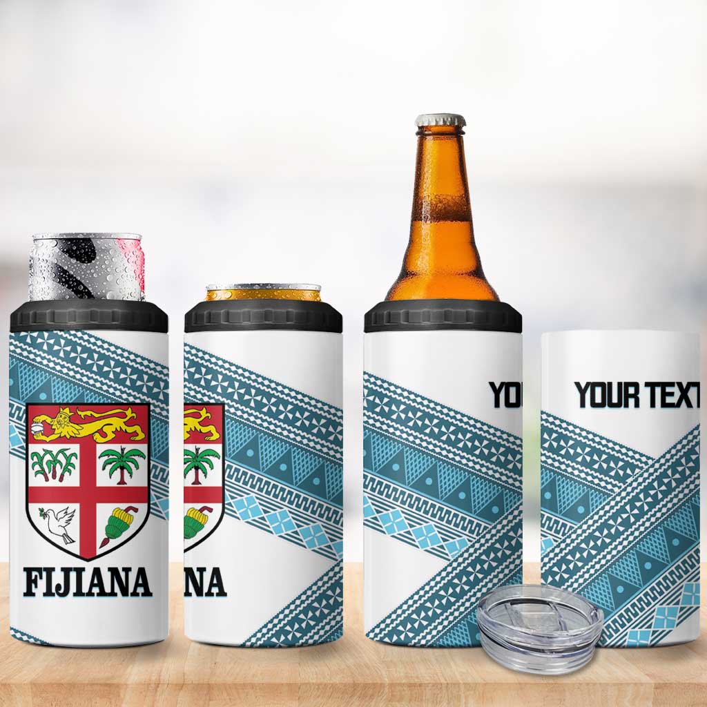 Custom Fiji Tapa Rugby 2025 4 in 1 Can Cooler Tumbler Go Champions Fijiana LT14 - Polynesian Pride